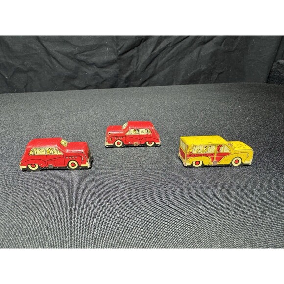 Marx Mot-O-Run Motion Tin 3 Vehicles Vintage 1949 Car Toys - Picture 1 of 7